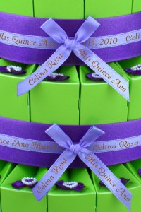 Quinceanera Favor Cake with Personalized Ribbon