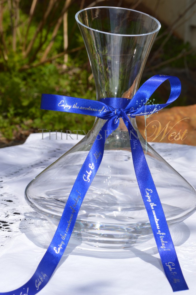 Personalized Ribbon on Wedding Vase