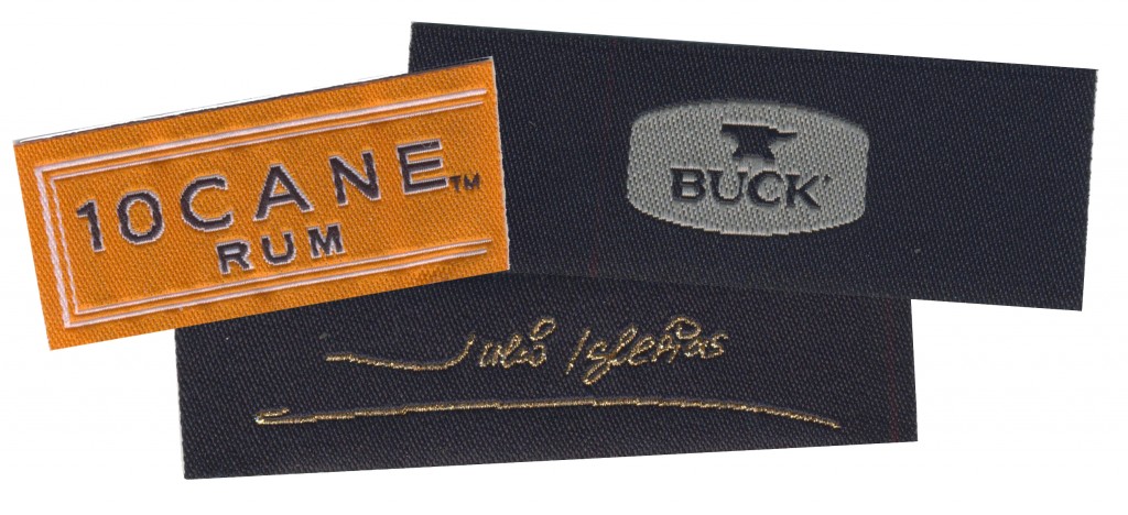 10 Cane Rum, Julio Iglesias, Buck Knives, Custom Woven Labels, Custom labels, Clothing labels, custom woven clothing labels, custom clothing labels, fabric labels, fabric tags, apparel labels, garment labels, custom apparel labels, custom garment labels, woven cloth tags, 