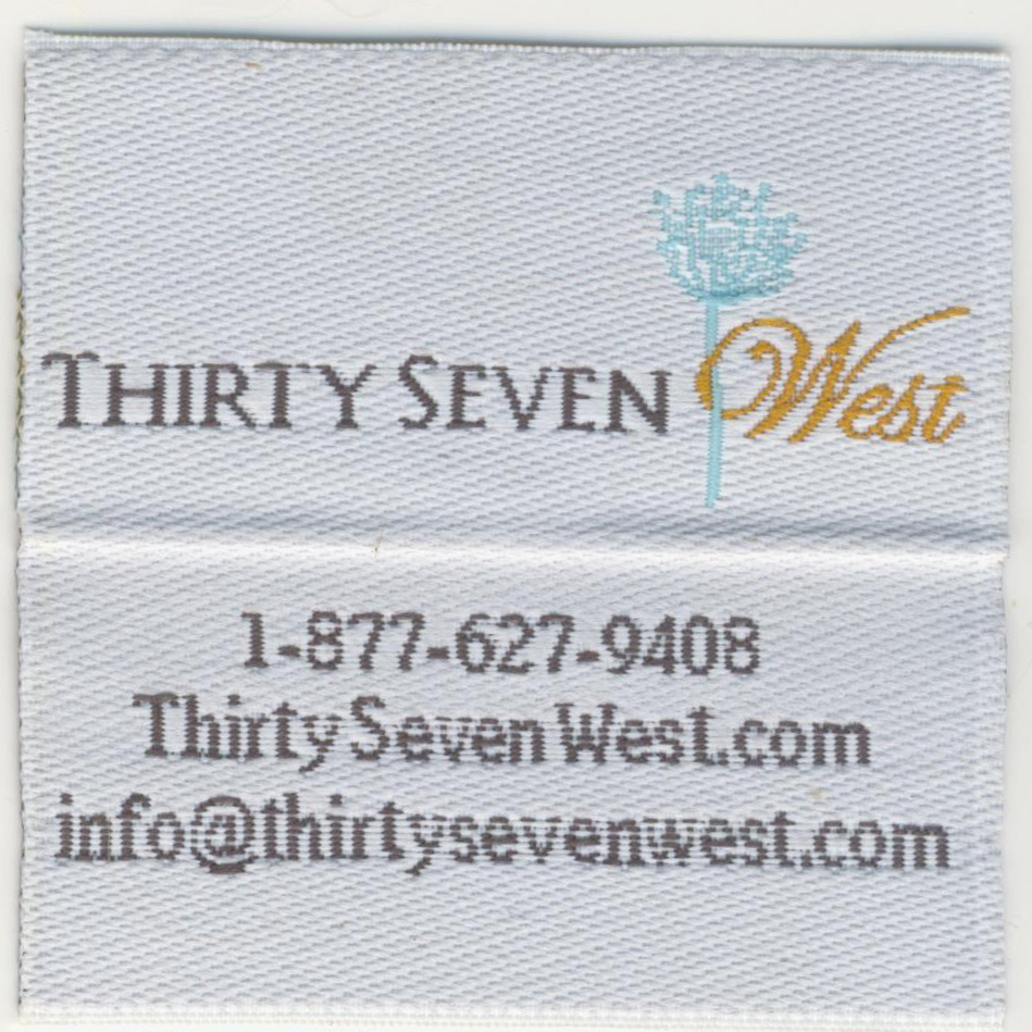 Thirty Seven West Custom Woven Labels , Thirty Seven West, Custom woven labels, quality woven labels, woven tags, woven labels, custom tags, apparel labels, apparel tags,