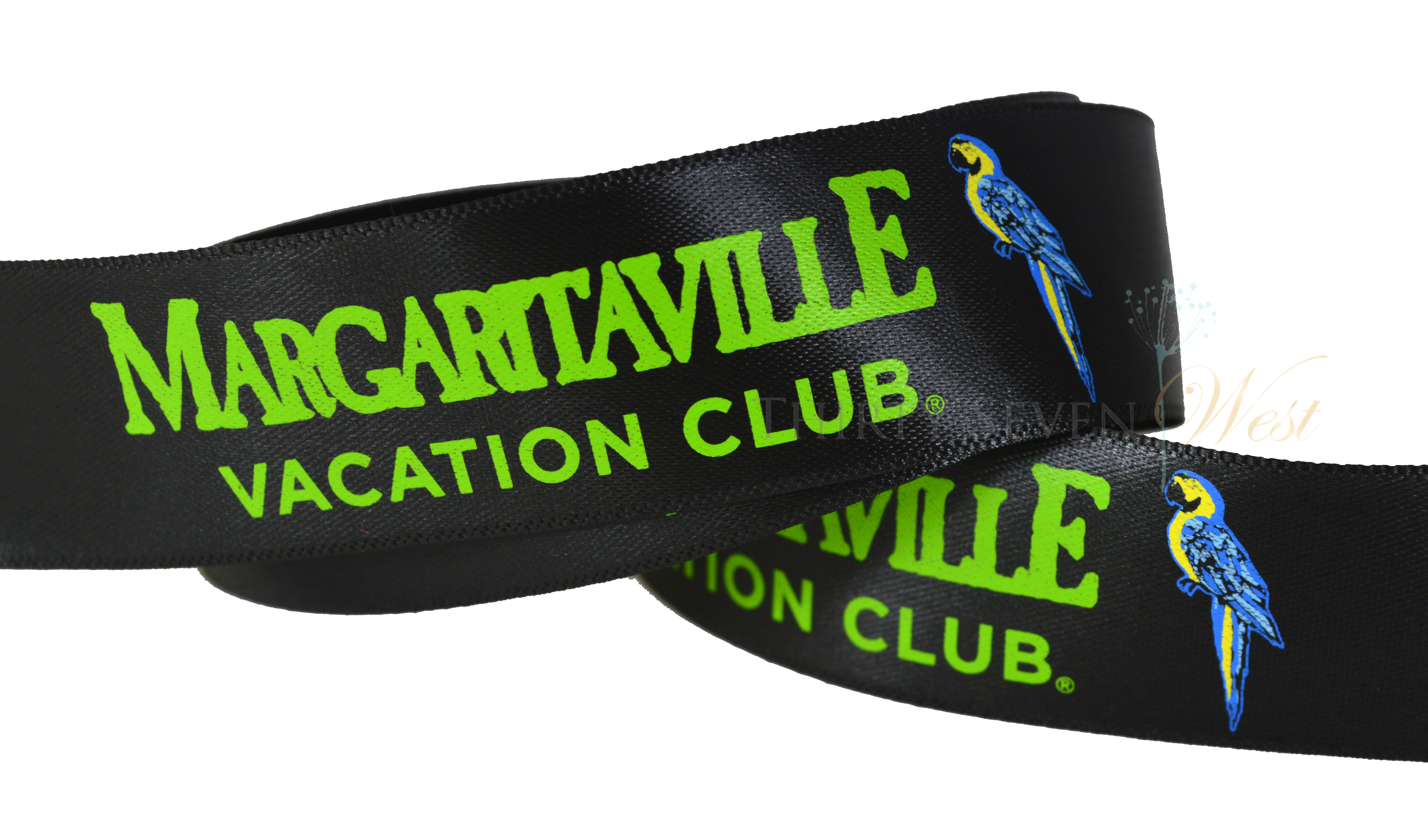 Margaritaville Custom Ribbon, Custom Ribbon, Custom Ribbon With Multi Color Logo, Ribbon With Multi Color Logo for company branding, Custom logo Ribbon, Custom branding ribbon, custom ribbon with logo, custom ribbon with company logo, custom branding ribbon