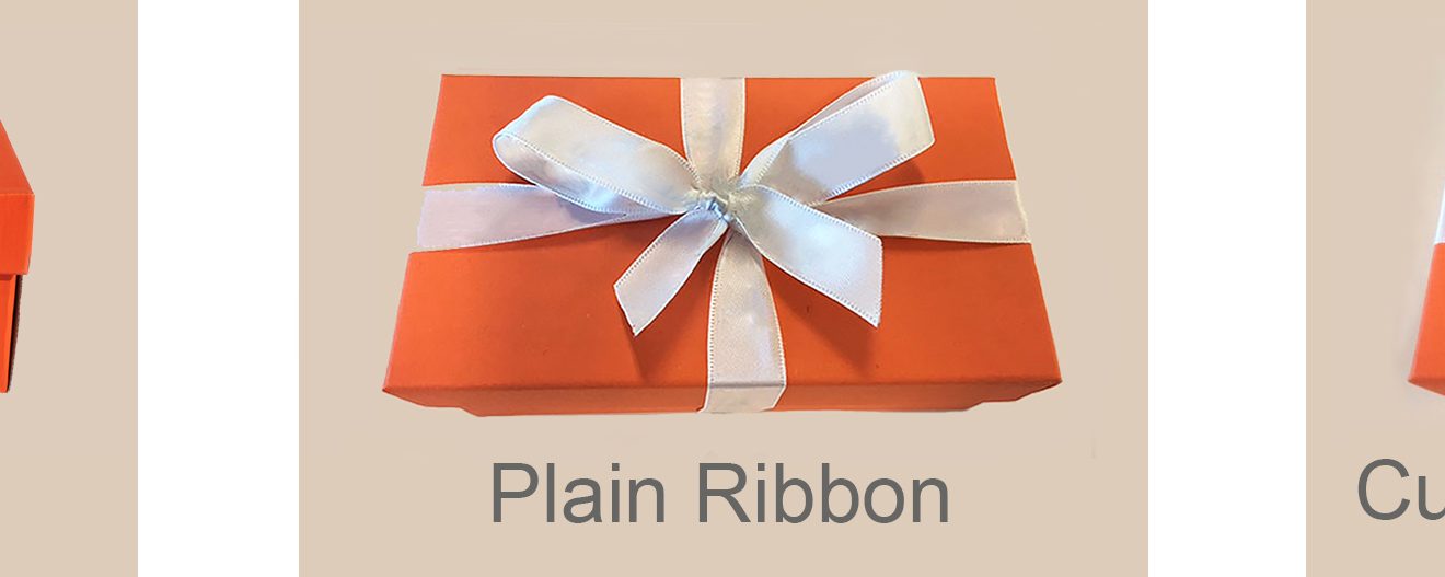 Belimo Box - Plain Box, Plain Ribbon, Custom Logo Ribbon, brand recognition ribbon, brand identity ribbon, brand logo on ribbon, custom logo ribbons, high quality ribbons