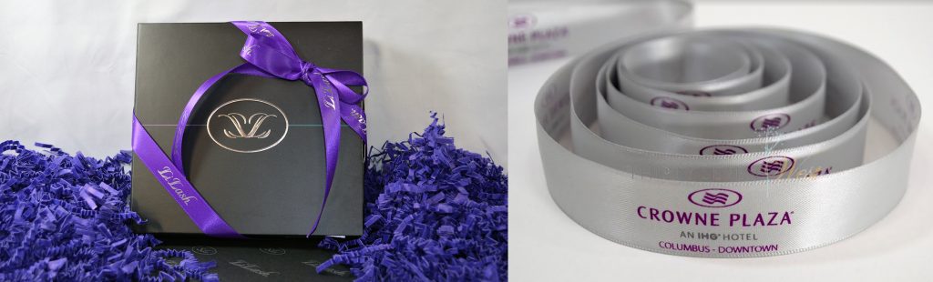 Purple logo ribbon, custom logo ribbon, customized branding ribbon, pantone matching ribbon, pms matching ribbon, company branding ribbon