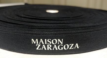 custom logo ribbon, cotton logo ribbon, eco friendly ribbon, cotton ribbon, custom cotton ribbon, cotton ribbon with logo, dyed cotton ribbon, pantone matching cotton ribbon