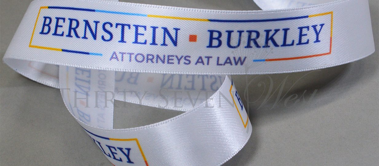 custom logo ribbon, pantone matching ribbon, full color digital print, company branding ribbon, company logo ribbon, corporate gift wrap, gradient print on ribbon