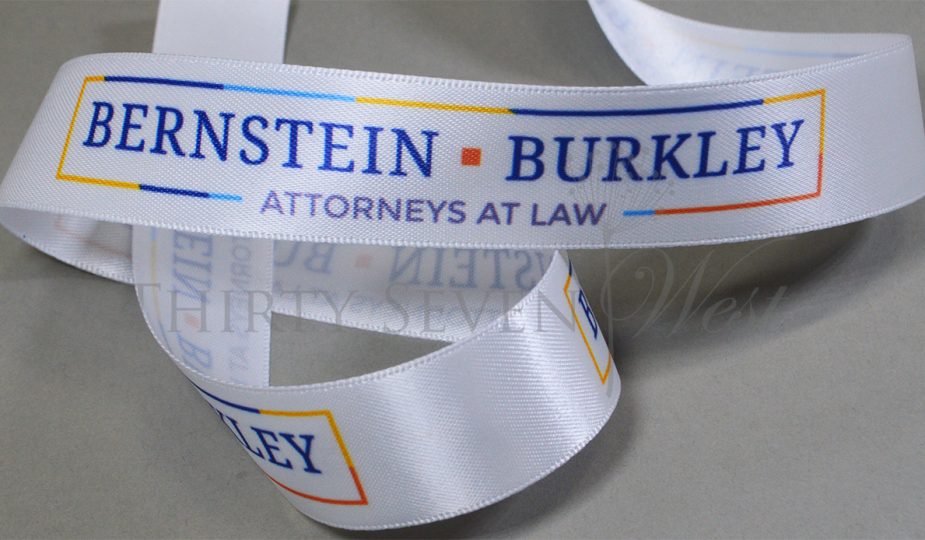 custom logo ribbon, pantone matching ribbon, full color digital print, company branding ribbon, company logo ribbon, corporate gift wrap, gradient print on ribbon