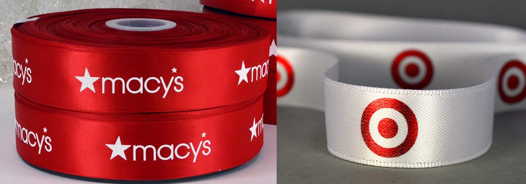 red logo ribbon, custom logo ribbon, pantone matching ribbon, company branding ribbon, pms matching ribbon, branded ribbon