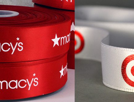 red logo ribbon, custom logo ribbon, pantone matching ribbon, company branding ribbon, pms matching ribbon, branded ribbon