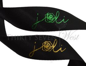 Black Ribbon with gold print, Gold Printed Ribbon, Logo Ribbon, Custom Ribbon Printing, Company Logo Ribbon, custom logo ribbon