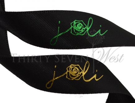 Black Ribbon with gold print, Gold Printed Ribbon, Logo Ribbon, Custom Ribbon Printing, Company Logo Ribbon, custom logo ribbon