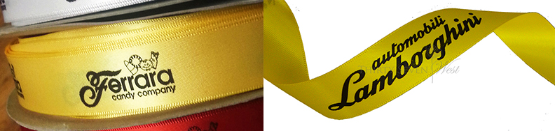 Yellow logo ribbon, custom logo ribbon, custom branding ribbon, company branding ribbon, pms matching ribbon, pantone matching ribbon