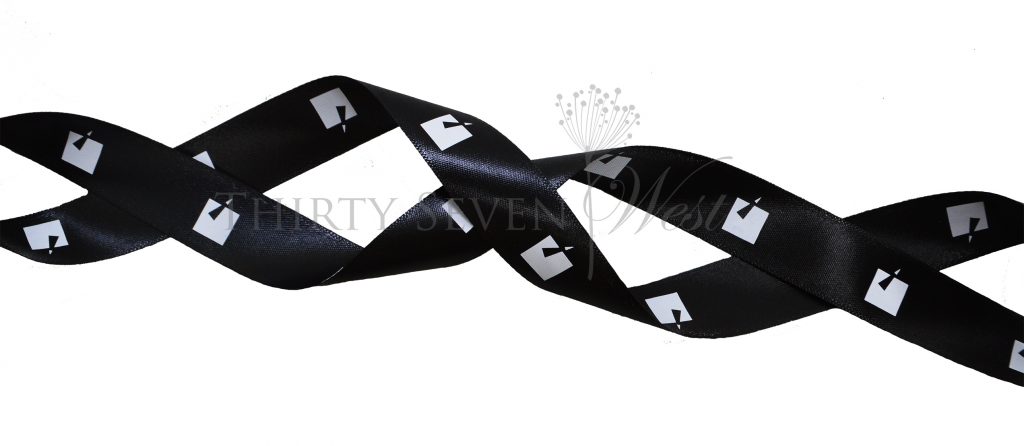 custom satin ribbon, 2 sided printed ribbon, custom logo ribbon, double sided printed ribbon, company branding ribbon