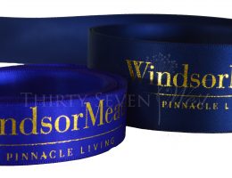 custom satin ribbon, custom logo ribbon, Pantone matching ribbon color, company branding ribbon, corporate logo ribbon