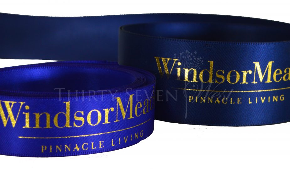 custom satin ribbon, custom logo ribbon, Pantone matching ribbon color, company branding ribbon, corporate logo ribbon