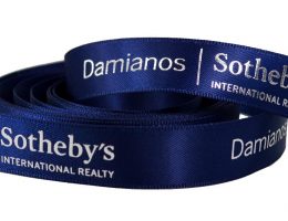 satin logo ribbon, custom logo ribbon, promotional ribbon, ribbon printed with comapny logo, ribbon with logo, custom branded ribbon, corporate logo ribbon