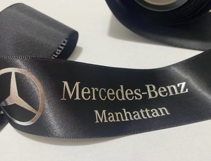 Custom logo Ribbon, Custom Branding ribbon, Raised print on ribbon, Raised foil print, Mercedes Benz logo ribbon, custom satin ribbon