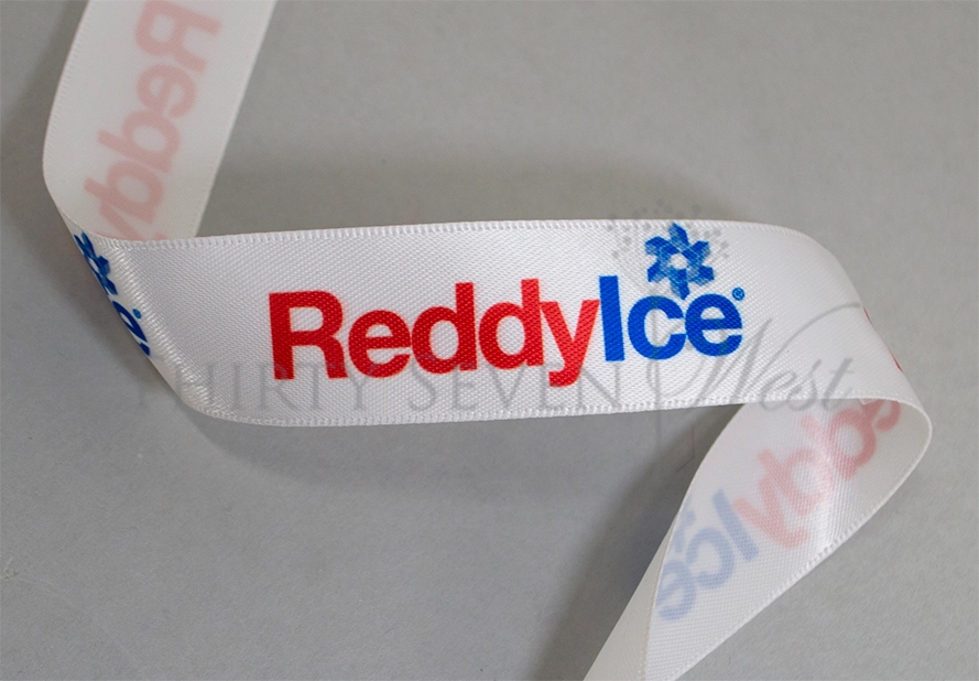 Custom logo printed ribbon, customized logo ribbon, full color digital printed ribbon, corporate logo ribbon, custom logo ribbon, satin ribbon