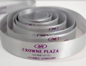 Custom logo ribbon, Pantone matching printed ribbon, 2 color print ribbon, mutli color printed ribbon, logo printed on ribbon, corporate logo ribbon