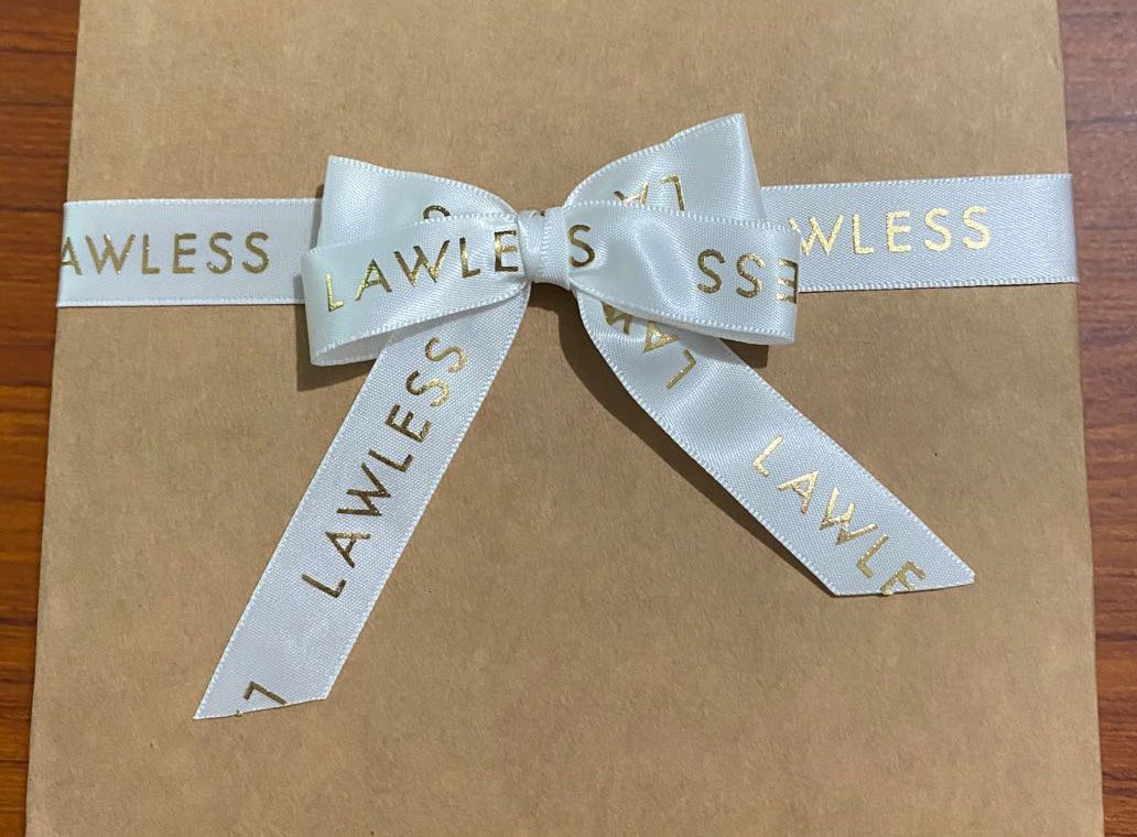 Custom logo ribbon, custom logo bows, custom bows with logo, company branding bows, logo gift wrap bows, custom premade bows, custom gift bows