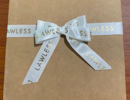 Custom logo ribbon, custom logo bows, custom bows with logo, company branding bows, logo gift wrap bows, custom premade bows, custom gift bows