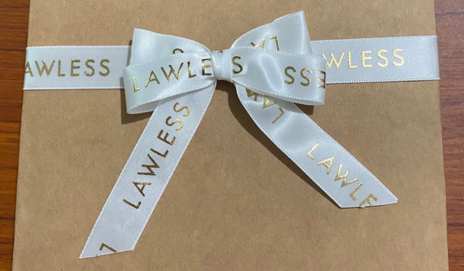 Custom logo ribbon, custom logo bows, custom bows with logo, company branding bows, logo gift wrap bows, custom premade bows, custom gift bows
