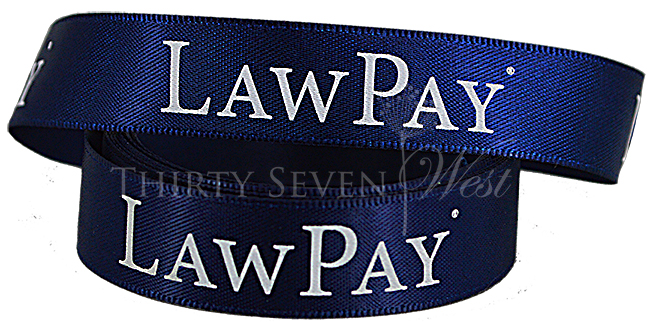 Law pay Ribbon, Blue Ribbon, Business logo on Ribbon, Logo Ribbon, Branding Ribbon, Custom Logo Ribbon, Satin Logo Ribbon