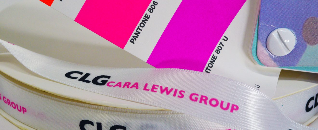 Multi Color Logo Ribbon, Full Color Logo Ribbon, 4 Color Logo Ribbon, Four Color Logo Ribbon, Pantone Color Logo Ribbon, PMS Color Logo Ribbon, Multi Color Custom Ribbon, Cara Lewis Group