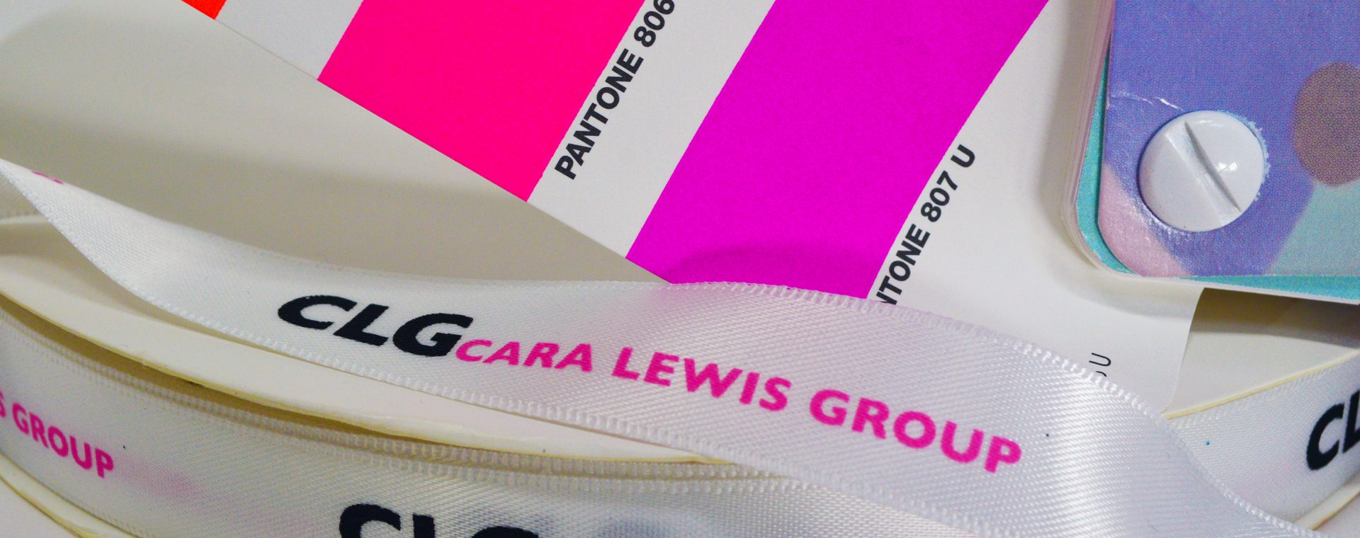 Multi Color Logo Ribbon, Full Color Logo Ribbon, 4 Color Logo Ribbon, Four Color Logo Ribbon, Pantone Color Logo Ribbon, PMS Color Logo Ribbon, Multi Color Custom Ribbon, Cara Lewis Group