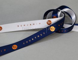 Wedding Ribbon, Ribbon for weddings, Metallic Print Ribbon, Logo Ribbon, Custom logo Ribbon, Blue Ribbon, White_Ribbon