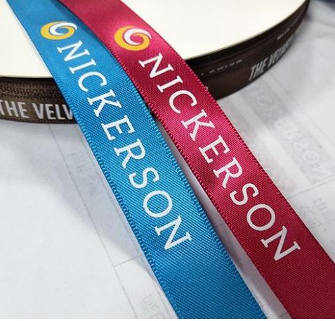 custom color ribbon, Pantone matched ribbon, custom branded ribbon, custom logo ribbon, satin logo ribbon, corpoprate branding ribbon, corporate logo ribbon
