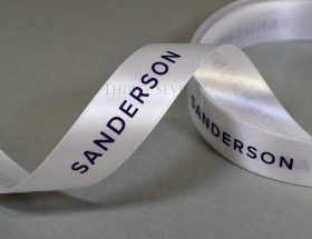 custom logo ribbon, Pantone print on ribbon, custom satin ribbon, custom ribbon with logo, custom branded ribbon, logo on ribbon, satin logo ribbon