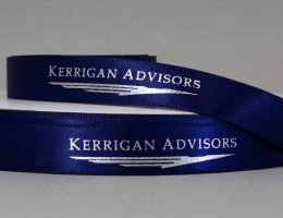 custom logo ribbon, custom printed logo ribbon, company branding ribbon, corporate logo ribbon, saitn logo ribbon, Pantone matching ribbon