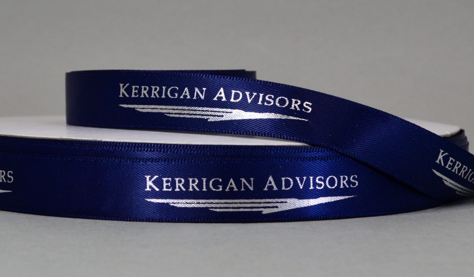 custom logo ribbon, custom printed logo ribbon, company branding ribbon, corporate logo ribbon, saitn logo ribbon, Pantone matching ribbon