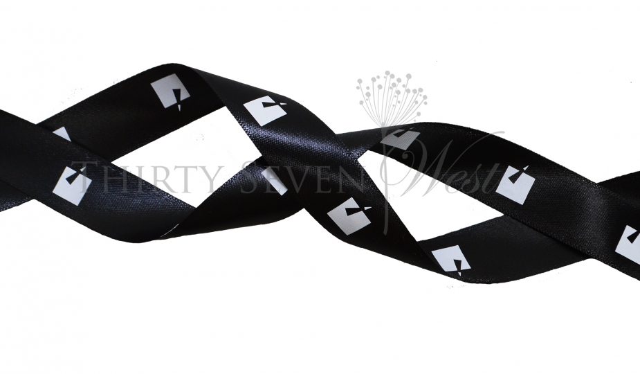 custom satin ribbon, 2 sided printed ribbon, custom logo ribbon, double sided printed ribbon, company branding ribbon