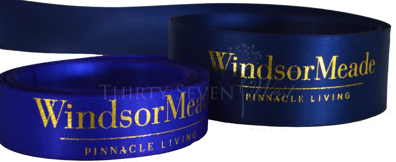 custom satin ribbon, custom logo ribbon, Pantone matching ribbon color, company branding ribbon, corporate logo ribbon