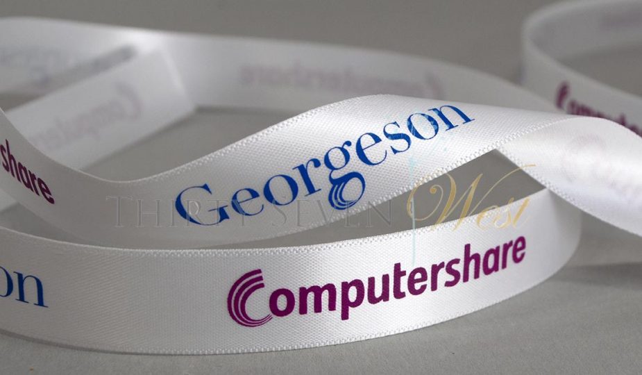 full color printed ribbon, custom logo ribbon, company branding ribbon, corpotate logo gift ribbon, custom event ribbon, promotional ribbon