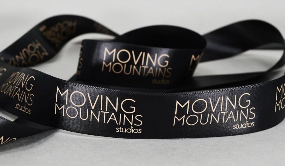 ribbon with logo, ribbon printed with company logo, custom logo ribbon, Pantone matching printed ribbon, company branding ribbon, custom printed ribbon