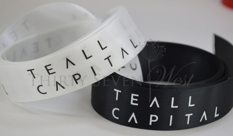 satin logo ribbon, custom event ribbon, corporate logo ribbon, corporate logo gift ribbon, custom logo ribbon, branded custom satin ribbon, business logo on ribbon, company custom ribbon