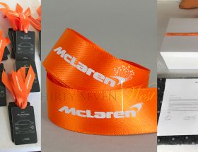 McLaren Custom Logo Pantone Matched Ribbon, PMS Matching Ribbon, Custom Color Ribbon, Custom Logo Ribbon, Pantone Matching Ribbon, Event Packaging