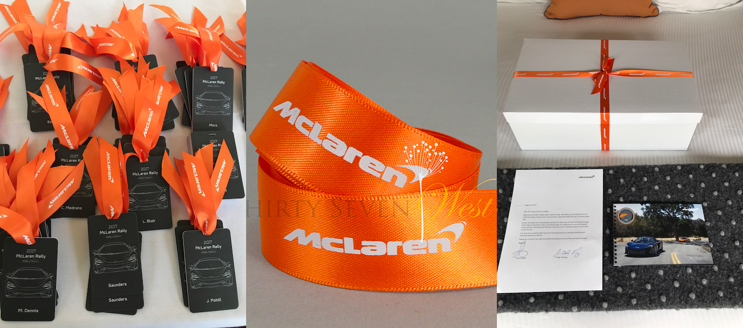 McLaren Custom Logo Pantone Matched Ribbon, PMS Matching Ribbon, Custom Color Ribbon, Custom Logo Ribbon, Pantone Matching Ribbon, Event Packaging