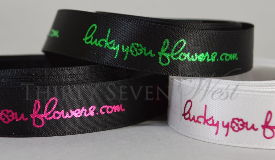 custom logo ribbon, custom satin ribbon, custom gift ribbon, corporate gift ribbon, logo on ribbon