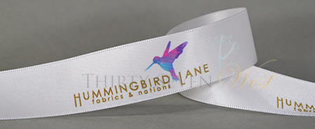 custom logo ribbon, multi color printed ribbon, full color printed ribbon, custom ribbon with logo, watercolor printed ribbon, corporate logo ribbon