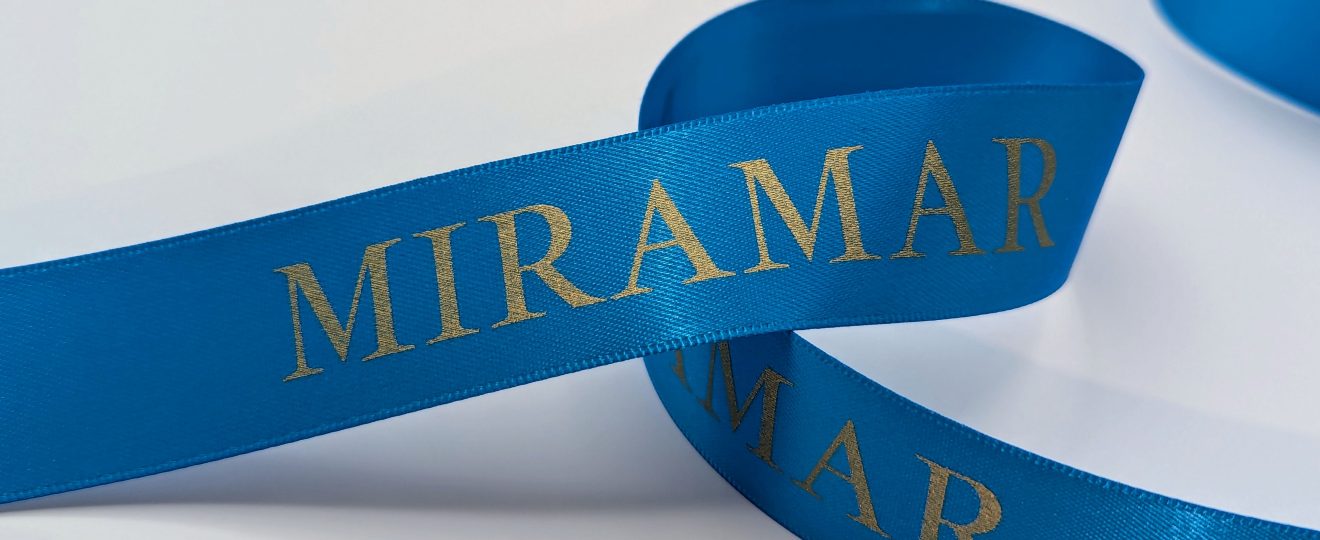 branded custom satin ribbon, ribbon printed with company logo, ribbon with logo, satin logo ribbon, custom event ribbon