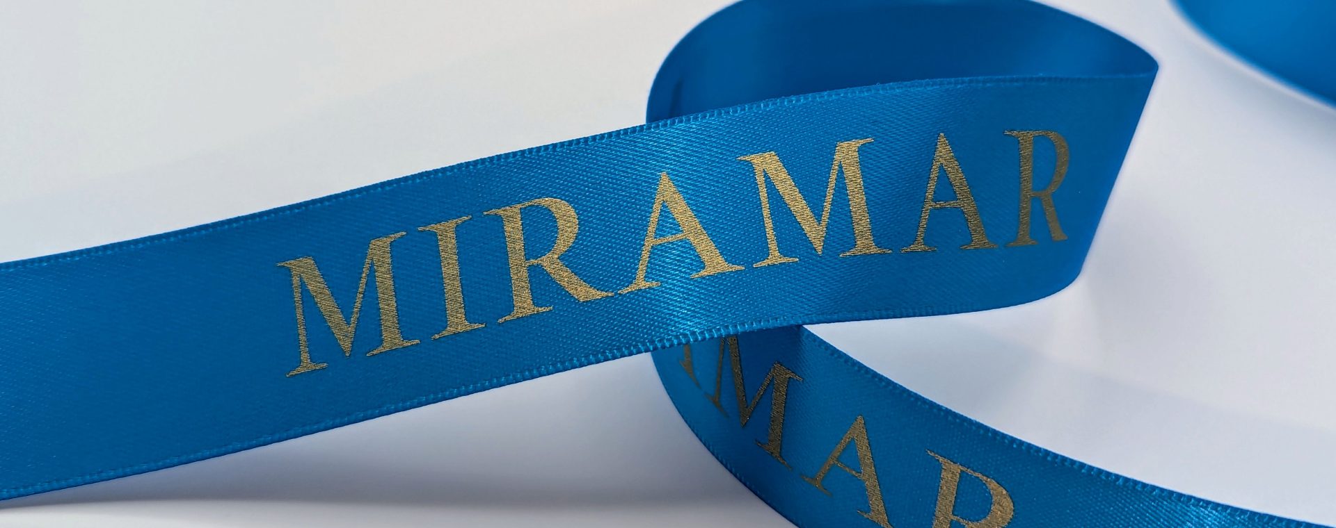branded custom satin ribbon, ribbon printed with company logo, ribbon with logo, satin logo ribbon, custom event ribbon