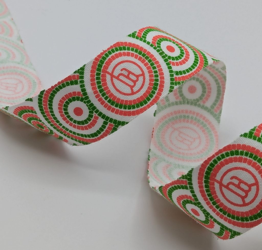 custom branded cotton ribbon, custom logo ribbon, custom cotton ribbon, natural cotton ribbon, cotton ribbon with logo