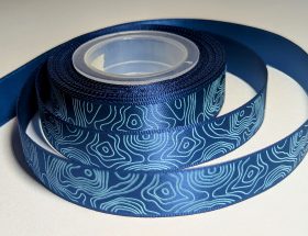 custom branded ribbon, custom satin ribbon, satin ribbon with pattern, continuous printed ribbon, custom designed ribbon
