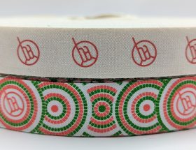 custom cotton ribbon, custom logo ribbon, printed cotton ribbon, cotton printed event ribbon, eco friendly ribbon with logo