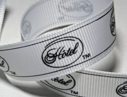 custom grosgrain ribbon, custom logo grosgrain ribbon, grosgrain ribbon with logo, custom logo ribbon, logo on grosgrain ribbon