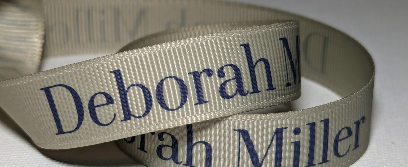 custom logo grosgrain ribbon, custom logo ribbon, Pantone matching ribbon, textured ribbon, grosgrain ribbon with logo