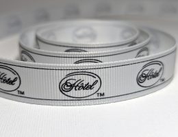 custom logo grosgrain ribbon, grosgrain logo ribbon, ribbon with my logo, corporate logo ribbon, custom event ribbon